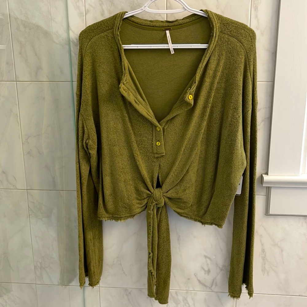 Free People Terry Cloth cropped with Tie front [size medium]